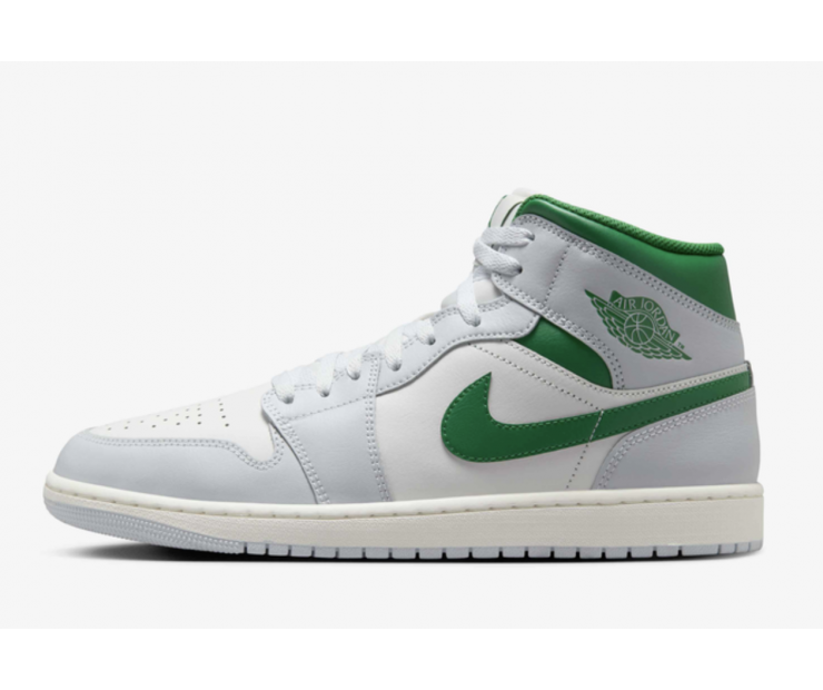 Кроссовки Air Jordan 1 Mid White Pure Platinum Pine Green 