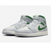 Кроссовки Air Jordan 1 Mid White Pure Platinum Pine Green 